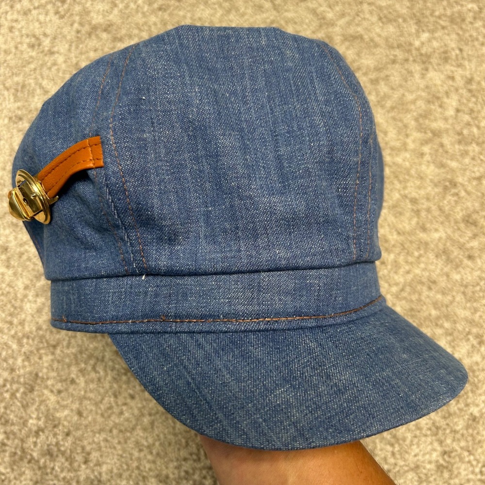 Vintage Denim Hat Cap Engineer Cabbie News Paper Boy Union Made USA Medium Blue
